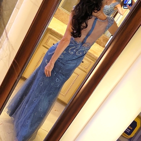 Lila Madison NY Blue/Gray Intricately Embellished Ballgown, XS - Picture 11 of 17